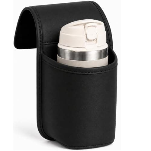 FLKWOP Leather Car Door Cup Holder for Window, Wide-Mouth Organizer for Drinks & Phone