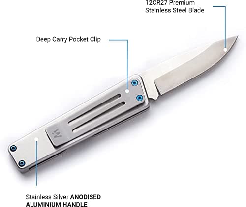 WHITBY Pocket Knife, 2.5" Mint Stainless Steel Folding Knives Titanium Grey — view 4