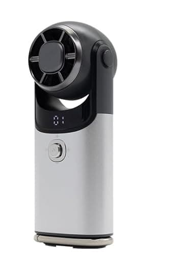 Portable Handheld Fan with Turbo Cooling,10H Cooling Mini Neck Fan,180° Rotatable Turbo Fan with Holder Lanyard,USB Rechargeable,Power LED Display,1-100 Speed Scroll Wheel,for Travel, Outdoor,Silver — view 4