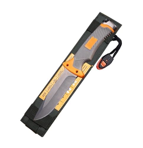 BKGDO High Carbon Steel Multi-Functional Outdoor Tool - Lightweight with Rubber Handle, Hand-Stitched Sheath, Perfect for Hunting, Climbing, Adventure, Rescue, Camping - Ideal Men's Gift (TYPE-B6)