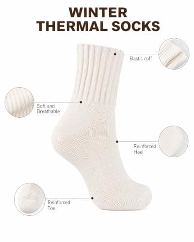 Vinuwu 3 Pairs Womens Fluffy Merino Wool Socks Thermal Thick for Winter — view 5