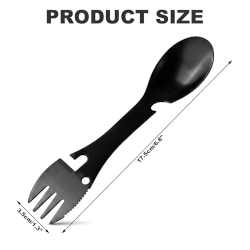 SOLVIO Premium Stainless Steel Camping Spork - 5 in 1 Travel Cutlery Set with Knife Fork Spoon Bottle Can Opener - Reusable Portable Utensils for Outdoor Hiking Picnic — view 2
