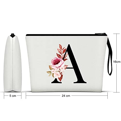 A-Z Personalized Makeup Bag, Birthday Gifts for Women Mom Bridesmaid (A) — view 4