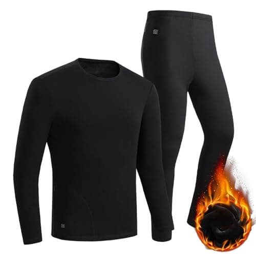 Men's Heated Underwear Thermal Set UK Sale Clearance USB Charging Electric Heating Body Warmer Heated Thermal Undershirt and Leggings Pants Suit Heated Base Layer Set Warm Heated Underwear — view 3