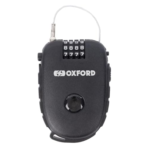 Oxford Products LK112 Retra 4-Digit Combination Lock Retractable Bike, Ski, Snowboard, Stroller, Motorbike Helmet etc, Black, 120cm Cable
