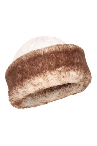 Mountain Warehouse Womens Furry Hat - Faux Fur, Fleece Lined - for Winter Travel Cream