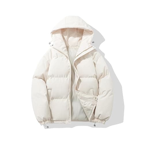 Anbiryeik Women Winter Puffer Down Jacket Hooded Waterproof Quilted Short Coat with Pockets Lightweight Ladies Parka Jackets Zip Up Windproof Packable Casual Warm Outwear for Travel Outdoor Beige M — view 4