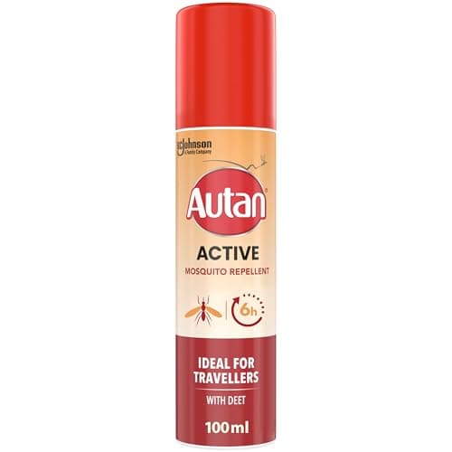 Autan Active Mosquito & Insect Repellent Spray, Travel Essentials, DEET Formula, Up to 6 Hours Protection against Mosquitoes, 100 ml