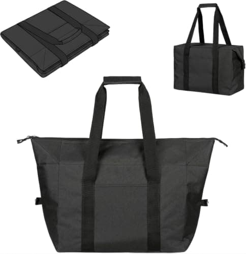 Tzvosxm 20L Foldable Cooler Bag Insulated Leakproof Black Lunch Bag
