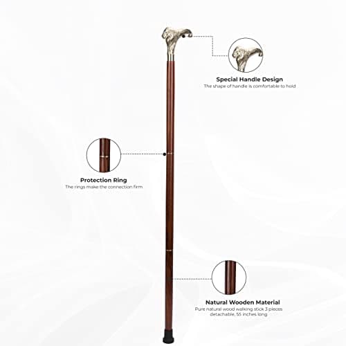 Ajuny Wooden Walking Stick for Men Women Seniors Lion Style 36 Inch Canes — view 6