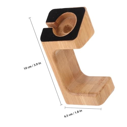 DEEPCRAFF Bamboo Charging Bracket for Smart Watch with Non-slip Pad Display Stand with Natural Wood Grain for Home Travel — view 2