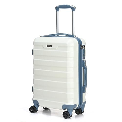 CMY Suitcase Medium Size Hard Shell Lightweight 4 Dual Spinner Wheels Trolley Luggage Suitcase Medium 24" Hold Check in Luggage TSA Combination Lock (White)