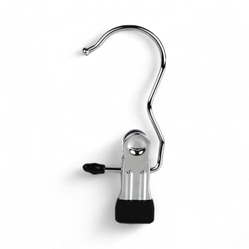 10x Single Metal Clip Hanger – Chrome Accessory Holder for Scarves, Boots, Socks, Gloves, Belts – Rubber-Dipped Grip – Compact, Anti-Rust Hook for Storage, Display, Travel, Retail Use — view 3