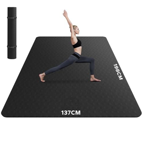 HAPBEAR Large Yoga Mat for Women- 198cm×137cm×6mm, TPE Non-Slip, Durable, Eco-Friendly, Extra Large Thick Wide Exercise Mat for Pilates,Gym,Workout,Home,Fitness, (Barefoot Exercise)-Green