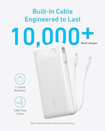 Anker Power Bank, 20,000mAh Travel Essential, Built-in USB-C Cable — view 6