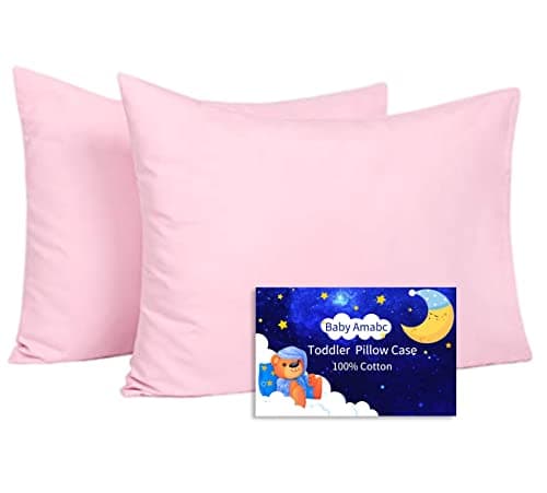 Baby Toddler Pillowcase Cot Bed Pillow Cover Set 40 x 60cm, Organic Cotton Kid Pillow Cases 2 Pack, Small Soft Infant Travel Pillowcases Pair with Envelope Closure for Girl Bedding,Crib Mattress
