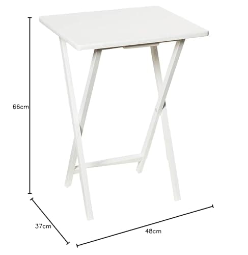 Unibos Indoor &Outdoor Tea Coffee Snacks Garden Camping TV Laptop Portable Folding Sturdy and Durable Rubber Wood Table (White) — view 2