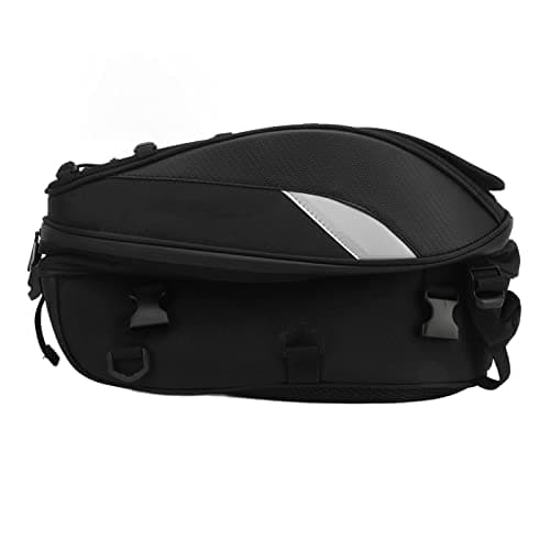 Dilwe Motorcycle Seat Bag PU Leather Motorcycle Tail Bag Large Capacity Travel Luggage for Dirt Bike Motorbike Riders Commuting Touring and Daily Storage (White) — view 4