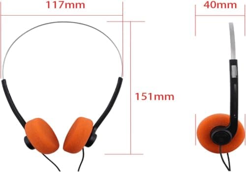 Fxieng Orange Retro Over-Ear Headphones,Wired Stereo Headphones, HiFi Stereo Sound, Lightweight Portable with Adjustable Headband, Comfortable Headset for Travel & Daily Use — view 2