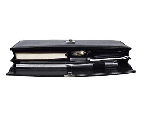 A4 Black PU Leather Men Briefcase Lockable with Password,Document Bag Case,File Folder Conference Meeting Files Storage Bag Business Handbag — view 4