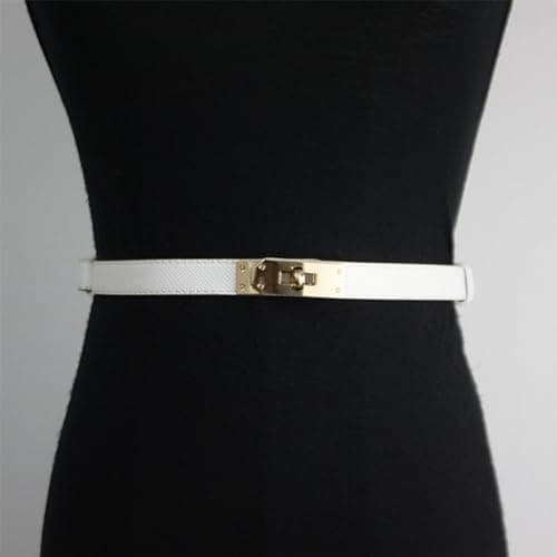 FENLDY Cream Adjustable (19.5 in - 35.5 in) Women's Cream Solid Color Alloy Turn Lock Belt For Jeans, One Size — view 2