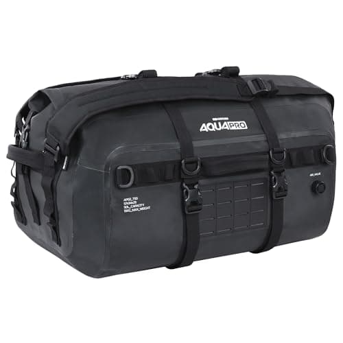 Oxford Aqua Pro T-50 Roll Bag | Motorcycle Roll-top Tail Pack Motorbike Luggage, Black