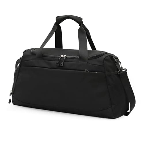 Viiotu Gym Bag with Shoe Compartment for Men Women, Water Resistant Oxford Fabric Duffle Bag with Wet Dry Pocket, Lightweight Sports Bag Travel Bag with Adjustable Strap for Fitness Weekend (Black)