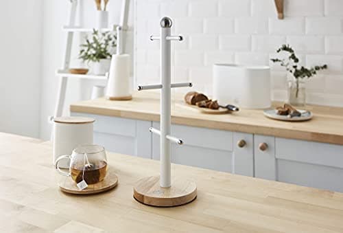 Swan Nordic White Kitchen Accessory Set with Mug Tree and Towel Pole, Bamboo Bases, Easy Storage, Soft Matte Finish, STP1012WHTN — view 5
