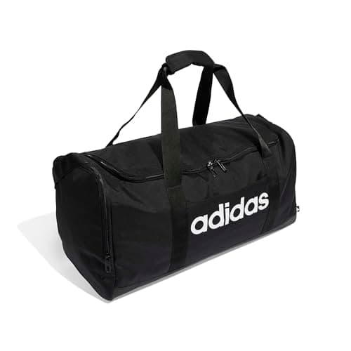 adidas Unisex Essentials Linear Duffel Bag Duffel Bag, Black/Black/White, M — view 3