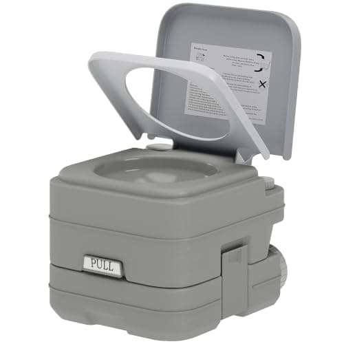 HOMCOM 10L Portable Toilet for Adults with 2 Detachable Tanks Lid Grey