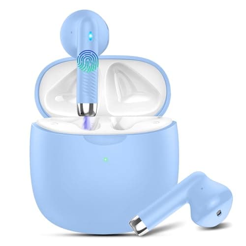 Niderson Wireless Earbuds, Bluetooth 5.3 Headphones in Ear Light-Weight Built in Noise Cancelling Mic, 32Hrs Playtime Bluetooth Earbuds HiFi Stereo Sound, IP7 Waterproof, Touch Control Ear Buds Blue
