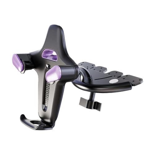 Automatic Car Phone Holder, Adjustable Music Slot Mount, 4.72x3.7 Inches ABS Car Accessory with Automatic Clamping, Holder with Build, Mount with Multimedia Port, Phone Stand for Sedan