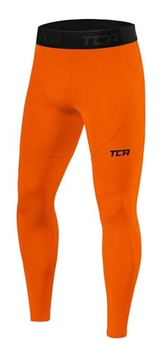 TCA Men Pro Performance Compression Leggings Thermal Base Layer Tights - Orange, XXL