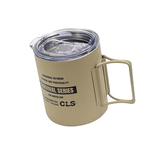 KIOALXZ Double Wall Insulated Coffee Cup Travel Mug with,Khaki,7.9x9cm — view 2
