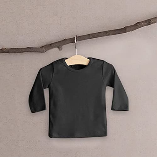Newborn Baby Girls Boys Solid Color Thermal Underwear for Kids Basic Crewneck Long Sleeve T Shirt Warm Tops Boys Tee Shirts (Black, 18-24 Months) — view 2
