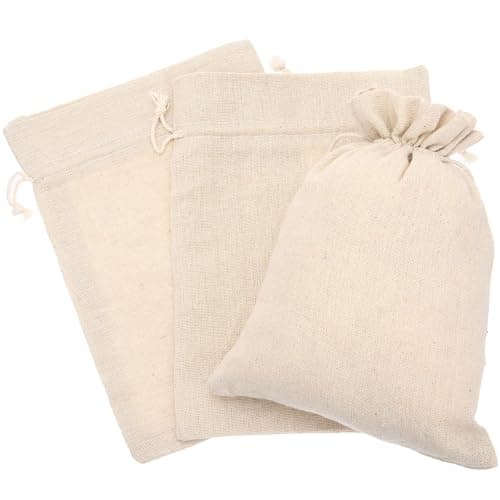 3pcs Portable Drawstring Jewelry Storage Pouch Cloth Travel Bag Beige