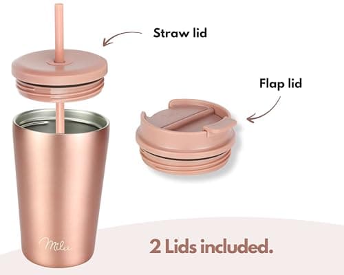 Milu Thermo Mug 300ml - 100% Leak-Proof - Stainless Steel Coffee Mug to go Insulated with Straw Keeps hot for 10h / Cold for 20h, BPA-Free (Rose Gold, 300ml) — view 3