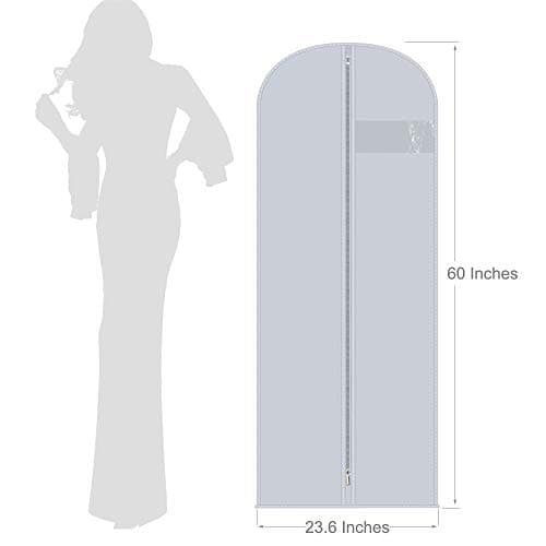Mr Hsiung & Mrs Yin 60 Inches Long Suit Covers for Men and Women, 3PCS Foldable Garment Bag, Anti-moth Dress Bags Covers Long, PEVA Clothes Covers with Zip, Dust-proof Garment Covers on Open Rails — view 3