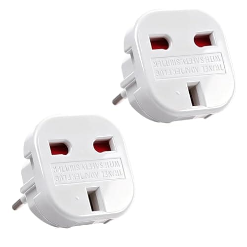 2 Pack UK to EU Travel Plug Adapter, EU Travel Adaptor Europe Converter Type C, E, F for European Spain, France, Italy, Portugal, Germany, Netherlands, Greece, Poland, Turkey and More White