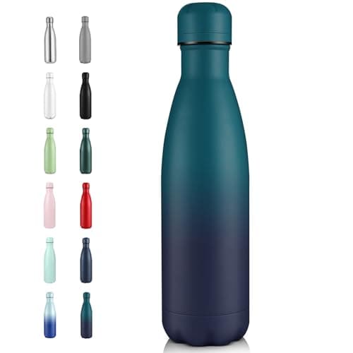 Volhoply 500ml Insulated Stainless Steel Water Bottle, Double Wall Vacuum Flask, Keeps Cold 24h & Hot 12h, Available in Packs of 1 or 4(Dark Night,1 Pack)