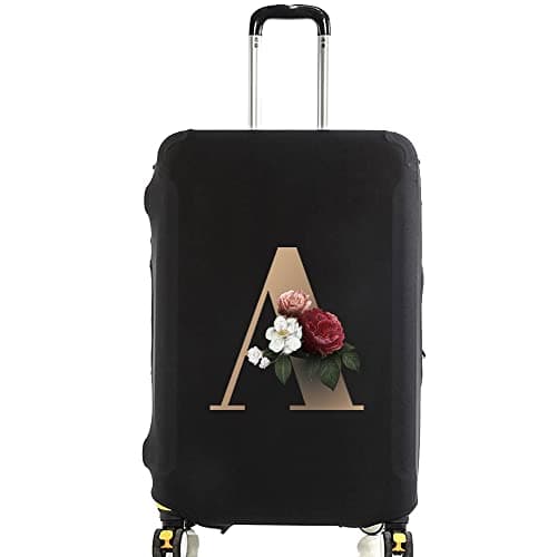 Initial Letter Printed Design Travel Trolley Case Cover Protector Washable Suitcase Cover Luggage Storage Covers for 18-28 Inch Luggage Cover (L (26-28 inch Luggage), gold A)