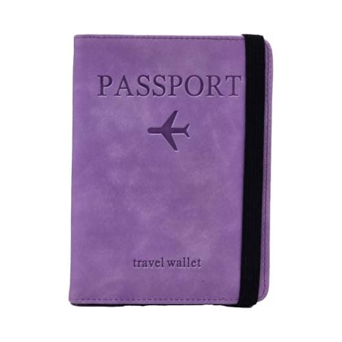 1X Purple RFID Passport Holder Cover & Travel Wallet, RFID Blocking Organiser for Tickets, Cash & Cards ,Credit Cards Holder, Airport Essentials Passport Case for Men & Women, Travel Accessories