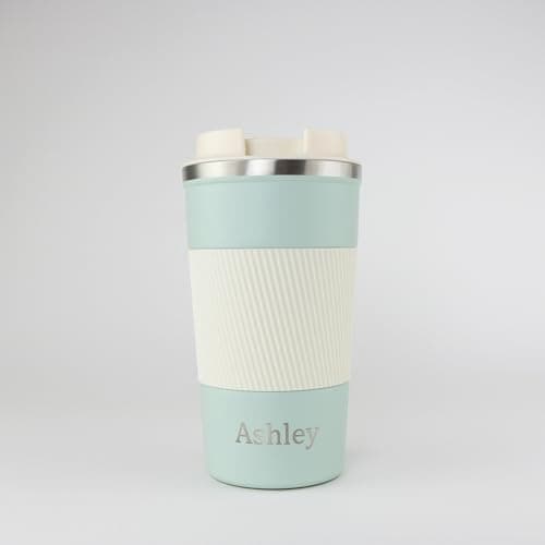 cribstar Personalised Engraved Insulated Travel Mug | Stainless Steel Tumbler | Double-Walled Tea/Coffee Cup | Leak-Proof & Reusable | Keeps Hot 12h / Cold 24h | Thermal Mug (Sage, 510ml)