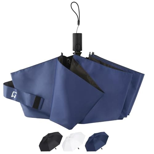 Jexmigo Large UV Protection Umbrella –Lightweight Compact Umbrella with Auto Open Close, UPF 50+ Wind Resistant&Strong Folding Umbrella for Sun & Rain, UV Protection for Men & Women (Navy Blue)