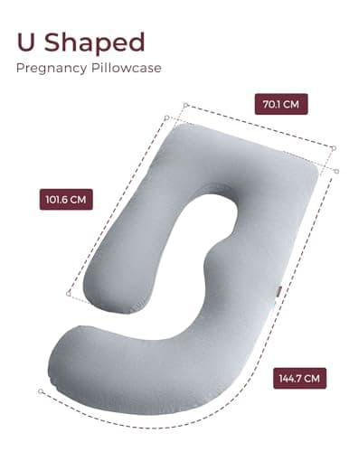 momcozy Cooling Pillowcase for U Shaped Pregnancy Pillow, Case Only, Grey — view 2