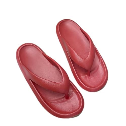 Gyios slippers Unisex Eva One-piece Flip Flops Thick Sole Thong Sandals Non-slip Cushioned Summer Beach Bathroom Shoes-burgundy-38-39