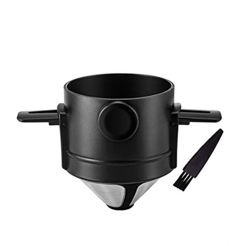 Pour Over Coffee Maker 1-2 Cup, Reusable Cone Coffee Dripper Filter, Stainless Steel Reusable Coffee Filters Coffee Maker with Cleaning Brush for Home Office Travel