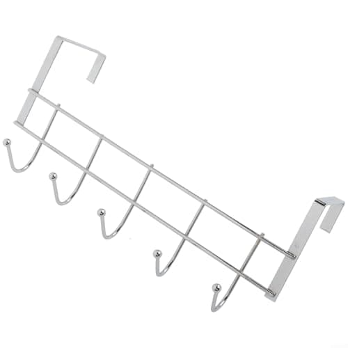 Stainless Steel 5 Hook Over Door Hanger Rack Space Saver(Silver) — view 3