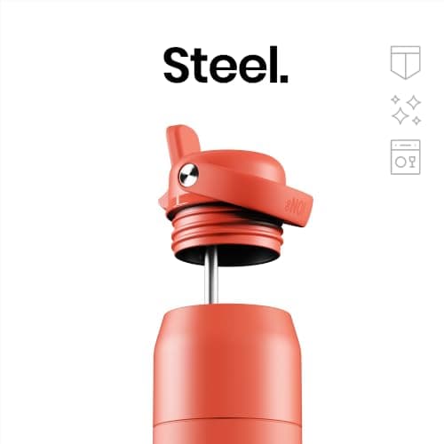 ION8 Primo Urban Insulated Water Bottle 540 ml (18 oz) – Leakproof Stainless Steel Bottle with Straw Lid, Fast Flow, Vacuum Insulated Cold Drinks, Cup Holder Friendly, Dishwasher Safe, Coral — view 5