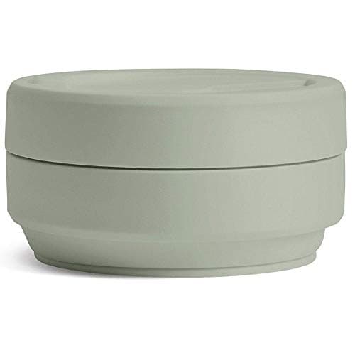STOJO On-The-Go Collapsible Coffee Cup - 12oz / 355ml - Reusable & Foldable Silicone Travel Mug with Lid - Portable, Pocket Size - Dishwasher Safe - Sage — view 4